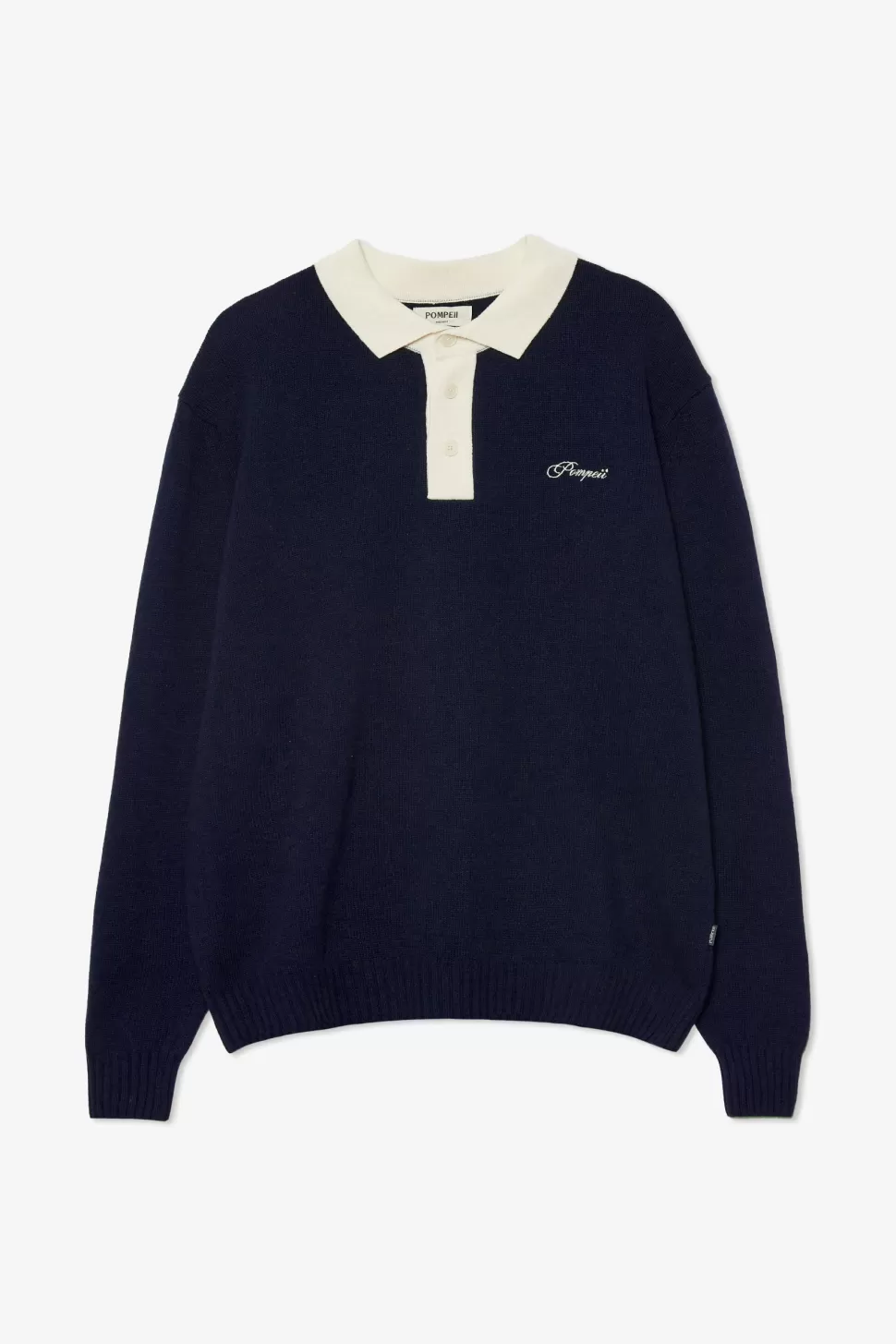 Punto*POMPEII LOGO NAVY WOOL KNIT POLO